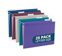 Blue Summit Supplies Lot de 25 dossiers suspendus renforcés, format lettre, avec onglets et inserts en plastique - Tons de bijoux