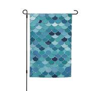 Blue Waves Squama Drapeau de jardin imprimé écailles de sirène 30,5 x 45,7 cm, bannière double face pour extérieur, vacances, cour, porche, terrasse, arrière-cour, décoration printemps été