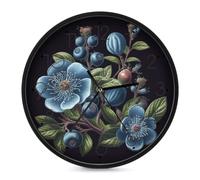 Blueberry Applique Horloge murale silencieuse sans tic-tac 25,4 cm | Horloge murale ronde à piles, cadran en verre trempé, horloge décorative moderne pour la maison, la salle à manger