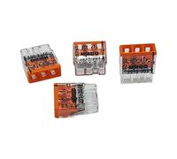 Bluecool Wago 2273-203 Lot de 30 bornes de boîte de jonction compact Ø 0,5-2,5 mm², 3 broches, transparent/orange