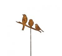 Blümelhuber Piquet de jardin avec 3 oiseaux 114 cm Grande décoration de jardin en métal avec patine effet rouille