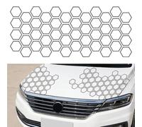 Blueshyhall Autocollants en nid d'abeille, 48 autocollants avec motif en nid d'abeille, autocollants décoratifs de tuning drôles et grands pour capots de voiture, côtés, coffre (Noir brillant, 20 cm