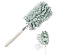 Blueshyhall Plumeau Poussière Microfibre Telescopique Pliable Lavable, Petit Plumeau Rond Rétractable (29-76 cm) Plumeau Reutilisable pour Voiture Bureau Aspirateur Toile d Araignées (Vert)