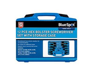 BlueSpot Tools 12067 Jeu de tournevis hexagonaux 12 pièces avec étui de rangement