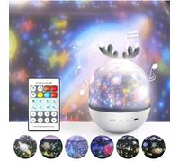 Bluetooth Bébé Veilleuse Projecteur Veilleuse LED Enfant Lampe Musicale et Lumineuse 360°Rotation pour les Cadeaux Anniversaire