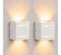 BlueXP 2 Appliques Murales LED Aluminium Blanc Chaud | Lampe murale moderne Up Down avec fentes lumineuses décoratives pour salon chambre couloir escalier
