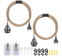 BlueXP 2 Pièces 4.5m Douille de Lampe E27 Vintage avec Interrupteur Câble | Chanvre Tressée Vintage Anneau à Vis pour DIY Lampe Suspension Industrielle pour Salon Chambre Bar