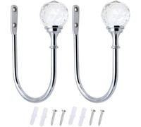BlueXP : lot de 2 crochets à rideaux en cristal, crochets à rideaux, crochets métalliques, crochets muraux en forme de U pour suspendre rideaux, vêtements, chapeaux, parapluies