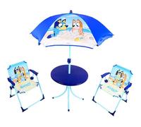 Bluey & Bingo Ensemble Table et chaises de Patio-1 Table,2 chaises et 1 Parasol-Mobilier d'intérieur et d'extérieur pour Enfants