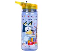 Bluey Bouteille en plastique avec paille sans BPA - Bouteille d'eau d'école pour garçons 100% étanche et durable, 580 ml