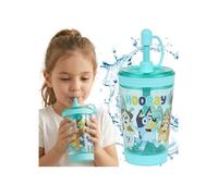 BLUEY Gobelet anti-déversement pour boissons froides avec paille, transparent 480 ml