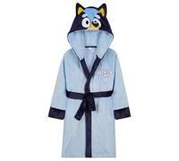 BlueY Robe de Chambre Fille et Garçon en Polaire Capuche et Ceinture, Bingo Peignoir de Bain Enfant Bebe, Idee Cadeau Enfant (Bleu, 3-4 Ans)