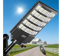 BlueYu Lampadaire Solaire Extérieur 8000W, Spot Solaire Extérieur 6500K avec Détecteur de Mouvement et Télécommande, Projecteur LED Solaire IP65 Étanche pour Rue, Jardin, Parking