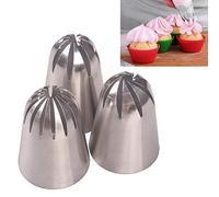 BLUGUL 3 Pièces Grand Douille a Rose Inox, Fleur Douille Patisserie Poche pour Décoration de Gâteaux