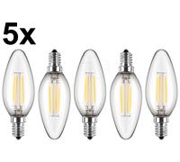 BLULAXA 49247 - 5 x lampe à filament LED C35 E14 4,5 W 470 lm action WW