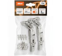 blum 2x CLIP top BLUMOTION charnière grand angle 155° boîtier 35mm nickelé | Grand angle 155° pour accès total au coulissant | Réglage 3D de façade | Charnière invisible recouvrement 0mm