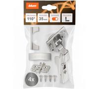 blum 4x CLIP top BLUMOTION charnière 35mm demi-recouvrement nickelé | Amortisseur soft-close intégré | Demi-recouvrement pour double battant | Réglage 3D | Clipsage sans outil | Boîtier Ø35mm