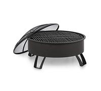 Blumfeldt 2-en-1 Brasero - Ø 75 cm Grill, Pare-étincelles Amovible, Ø 68 cm Grille de Barbecue, FireView Concept, Acier thermolaqué, tisonnier et Grille Inclus, Style : Oreos, Noir