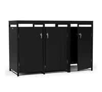 Blumfeldt BinSafe Cache Poubelle extérieur - Acier galvanisé, 3 Portes, Toit jardinière, Fermeture à clé, pour 60 L/120 L/240 L, Design Moderne, Noir
