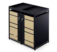 blumfeldt BinSafe Cache Poubelle extérieur - Acier galvanisé résistant, 2 Portes & Toit jardinière, pour 60 L/120 L/240 L, Fermeture esign Moderne, abri pour Poubelle