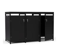 Blumfeldt BinSafe conteneur à poubelles 3 poubelles jusqu'à 240 L résistant aux intempéries, verrouillable, végétalisé, acier galvanisé