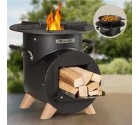 Blumfeldt Bol de feu avec grille, Bol de feu en acier Outdoor Grand, Bol de feu de jardin mobile, Bol de feu en L avec tisonnier, Bol de feu résistant aux intempéries pour le jardin, Four à fusée Foye