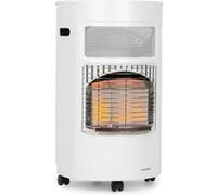 blumfeldt Bonaparte - radiateur à gaz, brûleur céramique Infrarouge, 3 réglages: 1,6/2,6/4,2 KW, boîtier cylindrique et Couvercle de réservoir Pleine Taille, allumage électrique à Pile, Blanc