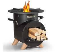Blumfeldt Brasero Exterieur avec Barbecue Gril pour le Jardin et Terrasse, Brasero BBQ Portable, Bol en Acier, Brasero en forme de L, Foyer Camping, Brûleur à Bois avec Bac à Cendres et Tisonnier