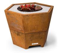 Blumfeldt Brasero Exterieur pour le Jardin, Brasero Grill Barbecue Gril, Couverture Pluie, Bol en Acier, Brasero Bbq Hexagonal avec Foyer Camping, Brûleur à Bois, Résistant aux Intempéries, Tisonnier
