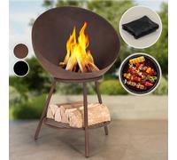 Blumfeldt Brasero Exterieur pour le Jardin et Terrasse, Brasero Grill Barbecue, Couverture Pluie, Bol en Acier, Brasero Bbq Rond avec Foyer Camping, Brûleur à Bois, Résistant Intempéries, Tisonnier