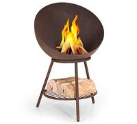 Blumfeldt Brasero Exterieur pour le Jardin et Terrasse, Brasero Grill Barbecue, Couverture Pluie, Bol en Acier, Brasero Bbq Rond avec Foyer Camping, Brûleur à Bois, Résistant Intempéries, Tisonnier