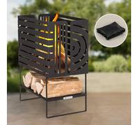 Blumfeldt Brasero Exterieur pour le Jardin et Terrasse, Brasero Portable, Couvercle Pare-Etincelles, Bol en Acier, Brasero BBQ Circulaire avec Foyer Camping, Brûleur à Bois Résistant aux Intempéries