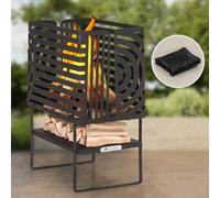 Blumfeldt Brasero Exterieur pour le Jardin et Terrasse, Brasero Portable, Couvercle Pare-Etincelles, Bol en Acier, Brasero BBQ Circulaire avec Foyer Camping, Brûleur à Bois Résistant aux Intempéries