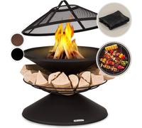 Blumfeldt Brasero Exterieur pour le Jardin et Terrasse, Brasero Portable, Couvercle Pare-Etincelles, Bol en Acier, Brasero BBQ Circulaire avec Foyer Camping, Brûleur à Bois Résistant aux Intempéries