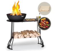 Blumfeldt Brasero Exterieur pour le Jardin et Terrasse, Brasero Portable, Couverture Pluie, Bol en Acier, Brasero BBQ Ovale avec Foyer Camping, Brûleur à Bois, Résistant Intempéries, Tisonnier
