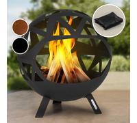 Blumfeldt Brasero Exterieur pour le Jardin et Terrasse, Brasero Portable, Couverture Pluie, Bol en Acier, Brasero Rond avec Foyer Camping, Brûleur à Bois, Résistant aux Intempéries, Tisonnier Inclus