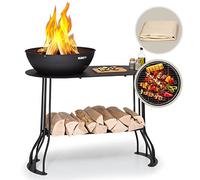 Blumfeldt Brasero Exterieur pour Le Jardin et Terrasse, Brasero Portable, Couverture Pluie, Bol en Acier, Brasero BBQ Ovale avec Foyer Camping, Brûleur à Bois, Résistant Intempéries, Tisonnier