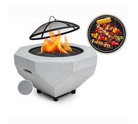 Blumfeldt Brasero Extérieur pour Le Jardin, Plancha Portable avec Grille de BBQ, Pare-Étincelles et Bol en Acier, Barbecue avec Foyer pour Le Camping, Brûleur à Bois, 65 x 51 x 65 cm