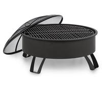 Blumfeldt Brasero - Foyer, Four extérieur, Barbecue, Grille Protection Contre étincelles, Acier Bruni, Tisonnier, Design décoratif avec Quatre Pieds et tressage métallique, Stil: Ronda, Noir