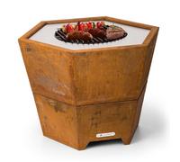Blumfeldt Brasero extérieur pour le jardin hexagonal – Bol en acier, couverture pluie, tisonnier