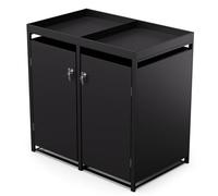 blumfeldt Cache Poubelle extérieur - Acier galvanisé résistant, 2 Portes & Toit jardinière, pour 60 L/120 L/240 L, Fermeture esign Moderne, abri pour poubelles, Noir