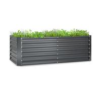 blumfeldt Carré Potager Surélevé, Grand Bac à Herbes, Montage Facile, Potager en Métal pour Jardin & Balcon, Jardinière Autoportante pour Fleurs, Fruits & Légumes, 180 x 60 x 90 cm, Gris