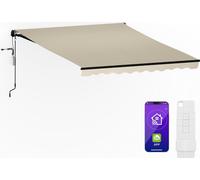 Blumfeldt CloudShade Auvent - Store Aluminium Intelligent,App et Télécommande, Protection UV 30+ & Pluie, Angle Ajustable, Cadre Solide, Installation Murale Simple, 295x250 cm, Beige
