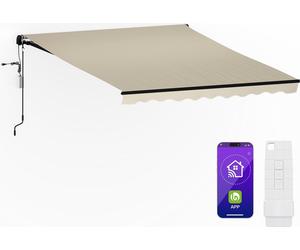 Blumfeldt CloudShade Auvent - Store Aluminium Intelligent,App et Télécommande, Protection UV 30+ & Pluie, Angle Ajustable, Cadre Solide, Installation Murale Simple, 295x250 cm, Beige