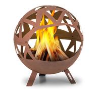 Blumfeldt Brasero Exterieur pour le Jardin et Terrasse, Brasero Portable, Couverture Pluie, Bol en Acier, Brasero Rond avec Foyer Camping, Brûleur à Bois, Résistant aux Intempéries, Tisonnier Inclus