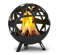 Blumfeldt Brasero Exterieur pour le Jardin et Terrasse, Brasero Portable, Couverture Pluie, Bol en Acier, Brasero Rond avec Foyer Camping, Brûleur à Bois, Résistant aux Intempéries, Tisonnier Inclus