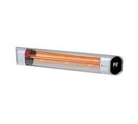 blumfeldt Dark Wave - Chauffage extérieur infrarouge, Radiateur rayonnant sur pied, Chauffage terrasse, 2000W, 9 Niveaux, Tube en Carbone Infrarouge doré, Classe IP65 - Argent