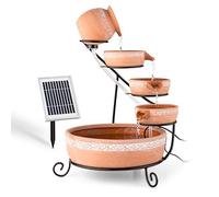 Blumfeldt Fontaine solaire Empoli en cascade 5 étages Terre cuite 200 l/h Panneau 2 W LED 4 lumières