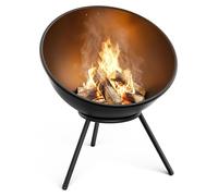 Blumfeldt Fireball Noir Brasero 40 cm – Brasero en acier avec design inclinable 2 en 1, acier de 1,2 mm, grille à cendres, tisonnier et housse anti-pluie