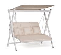 Blumfeldt FlexiSwing Balancelle Jardin 3 Places – Dossier & Auvent Réglables, 240 kg, Cadre Acier Résistant, Coussins Épais, Balancelle Extérieur Confortable